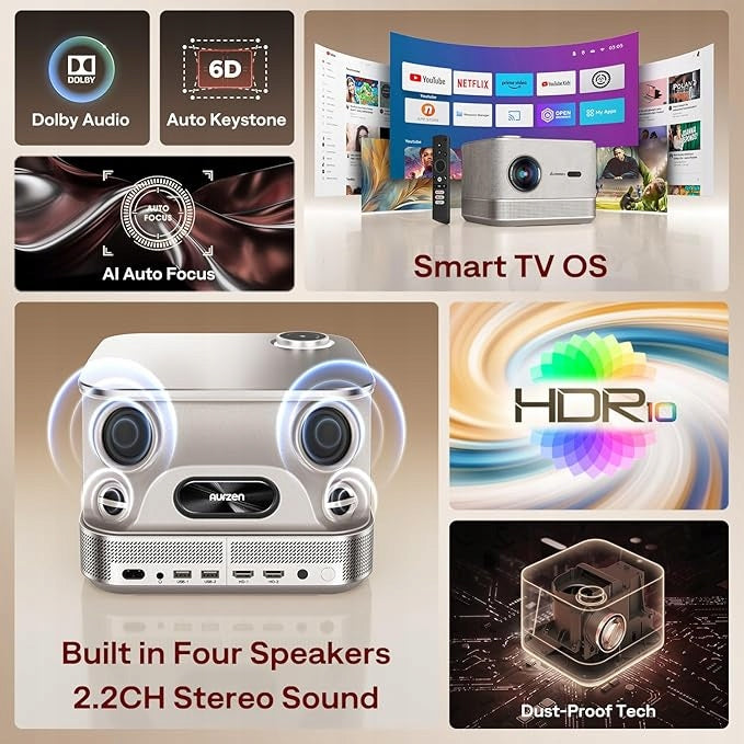 Projector AURZEN F503 BOOM3 300" WiFi BT FULL HD 1920 x 1080 HDMI NETFLIX Packaging status original