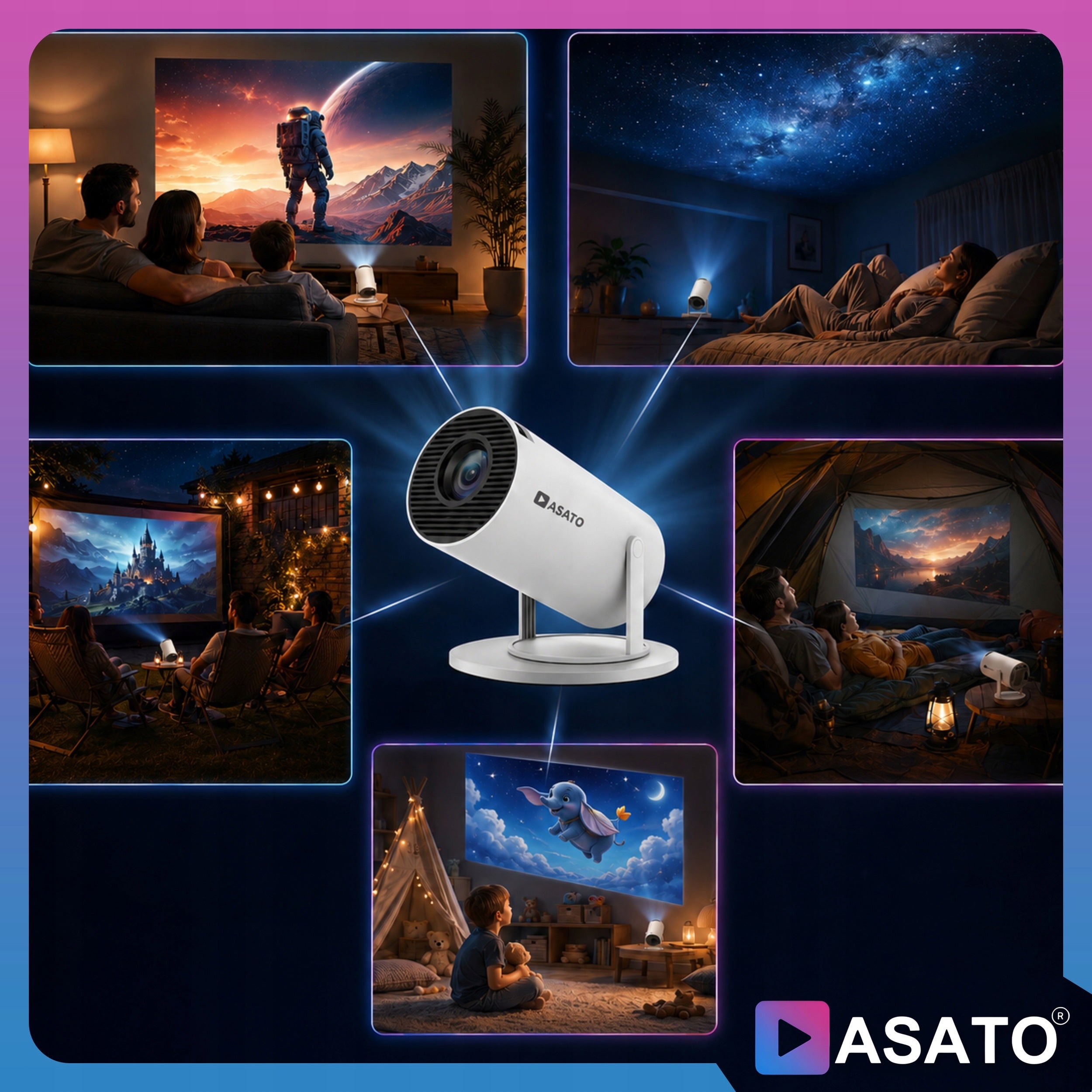 Projector Android TV WiFi SMART Bluetooth 5.0 HDMI 4K Screen 150’ Manufacturer code HAMI SMART TV