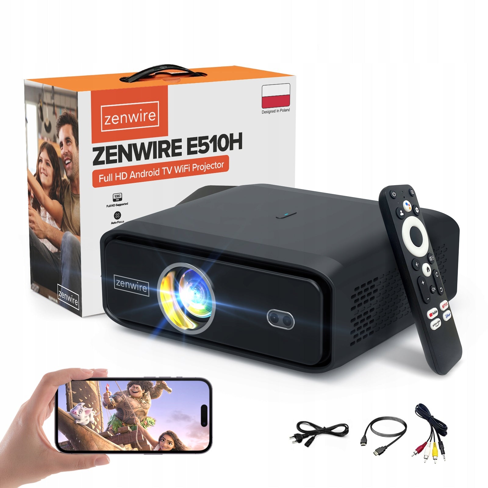 Projector FULL HD 4K 15000lm Android Google TV WiFi Bluetooth LED