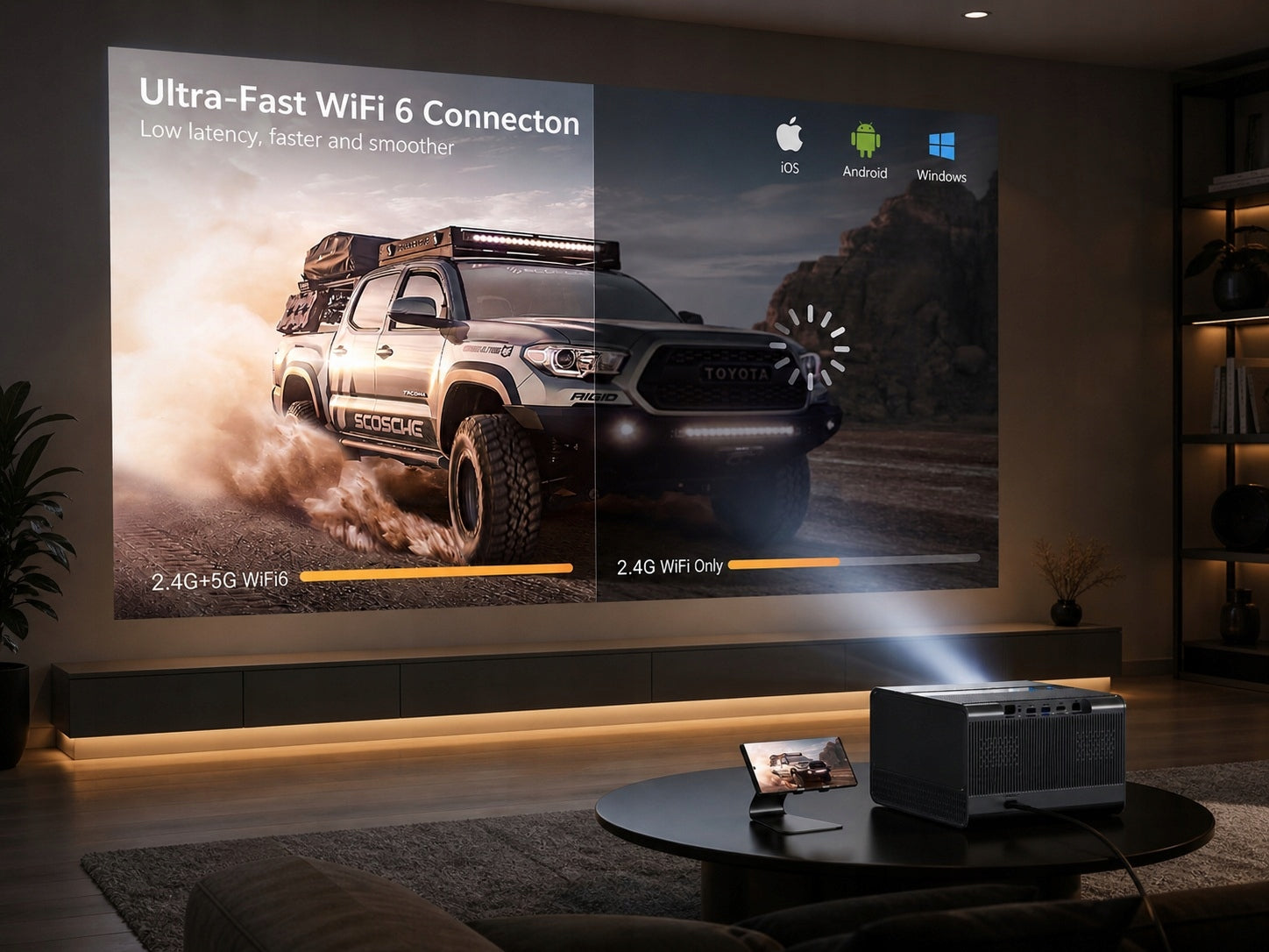 Projector HOME THEATER 4K WIFI Bluetooth PORTABLE ANDROID 12 H50 Manufacturer code Projektor H50*