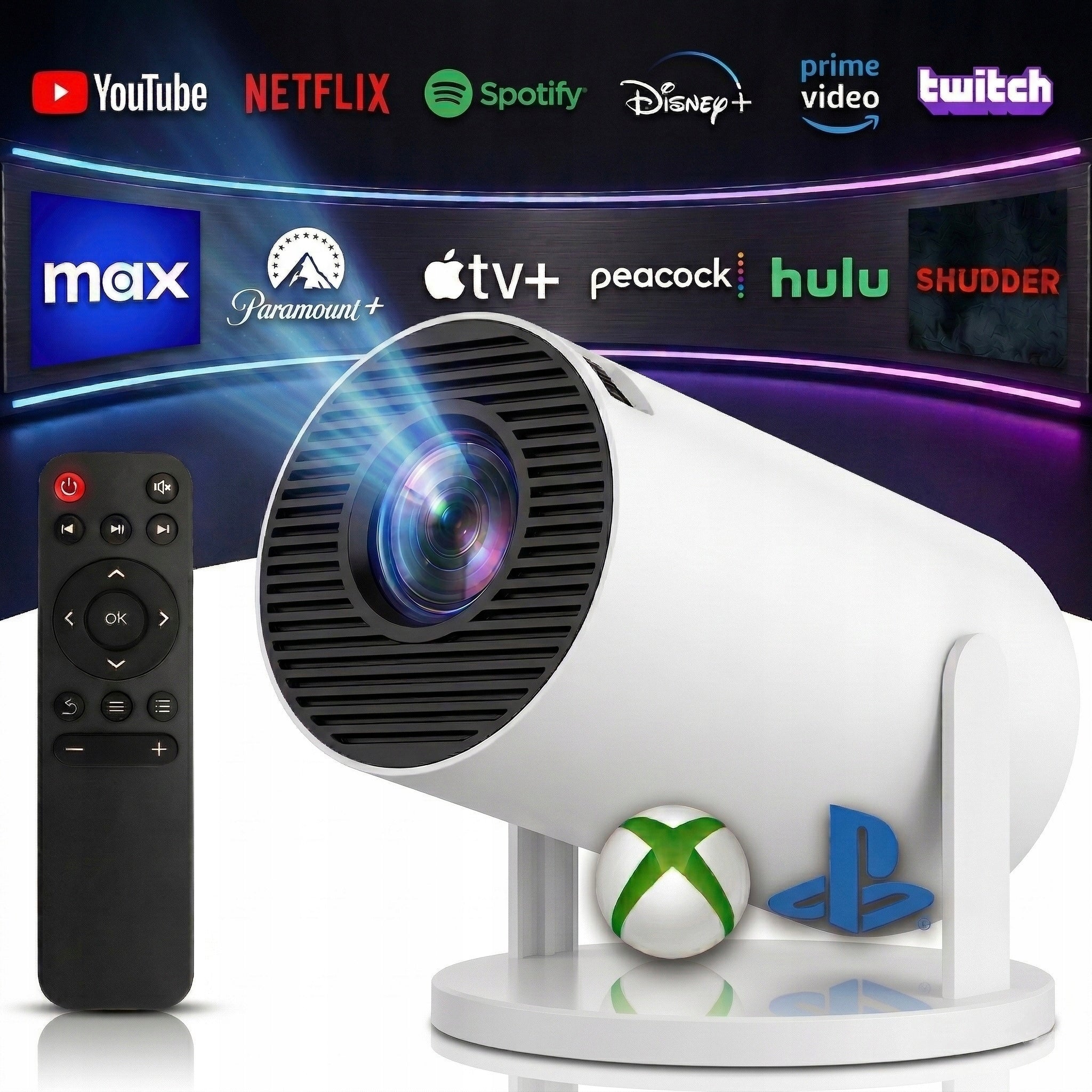 Projector HY300 PRO 2026 Android 13 2/16GB HD + 4K Smart TV WiFi Rotary