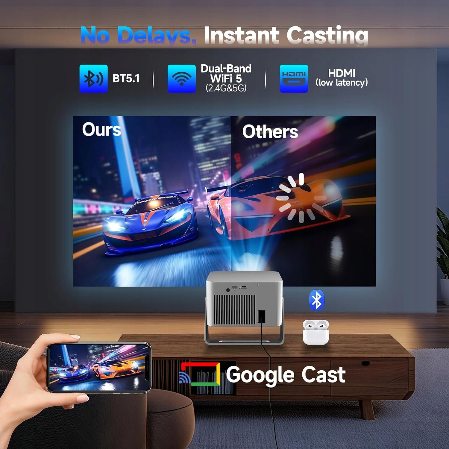 Projector LED Magcubic HY350 GT keystone Google TV & Offizial Apps Brand Magcubic