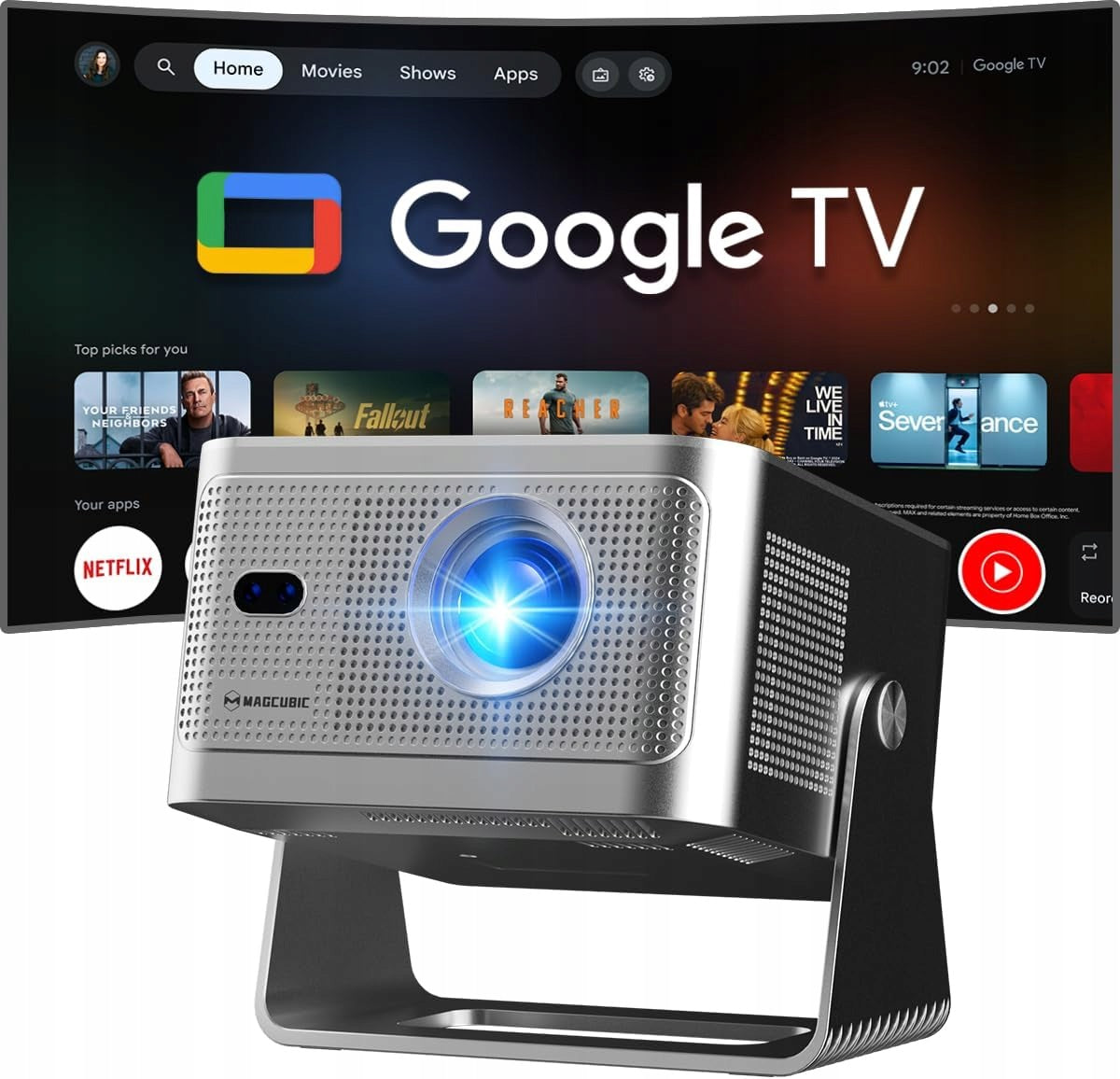 Projector LED Magcubic HY350 GT keystone Google TV & Offizial Apps