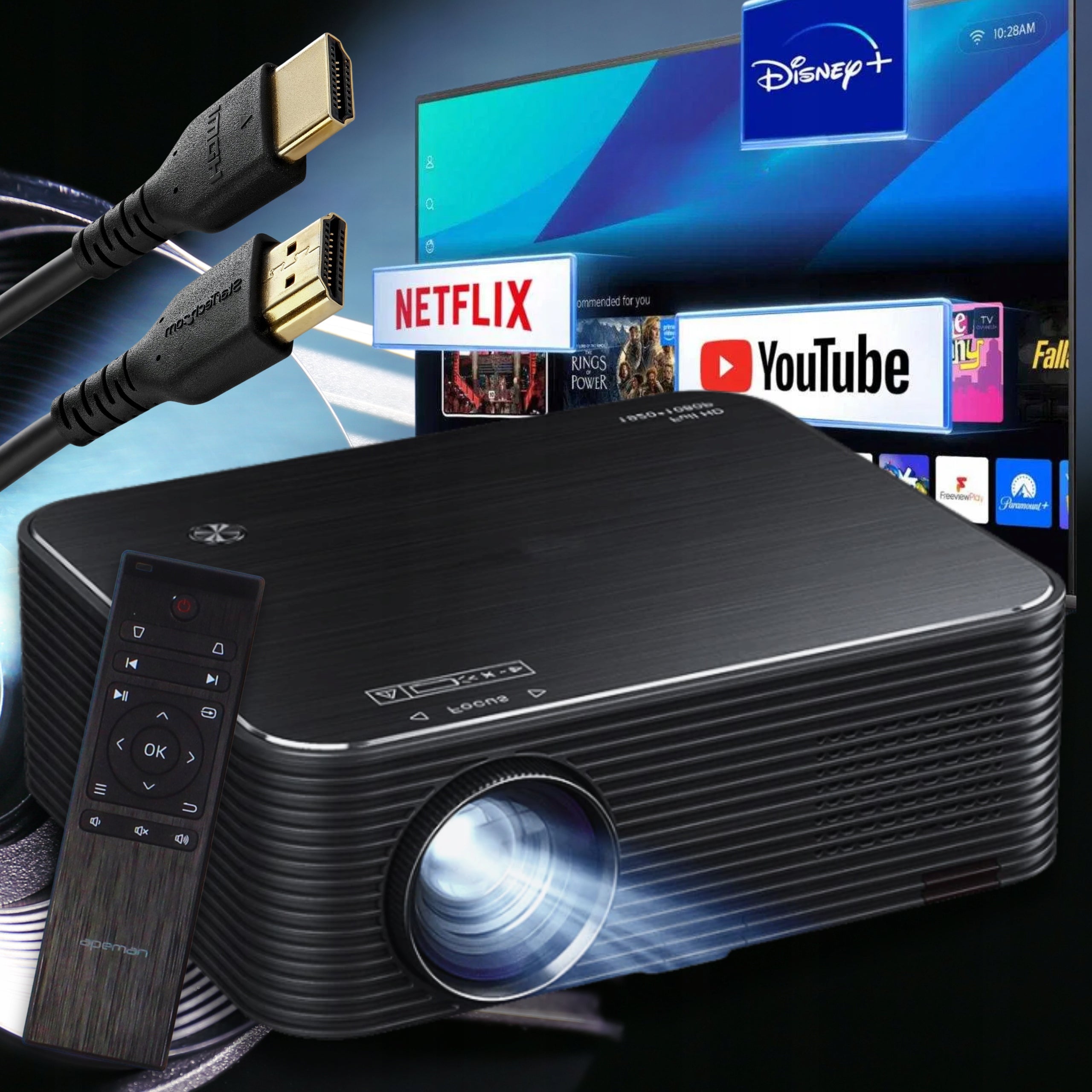 Projector LED PROJECTOR Apeman Full HD 1080P 300" inch HDMI Support 4K Remote Control Manufacturer code Apeman FHD Projektor Zestaw 1080p 4K