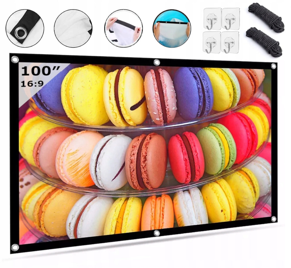 Projector PROJECTION SCREEN Portable Retractable 16:9 218x122 100 Cali
