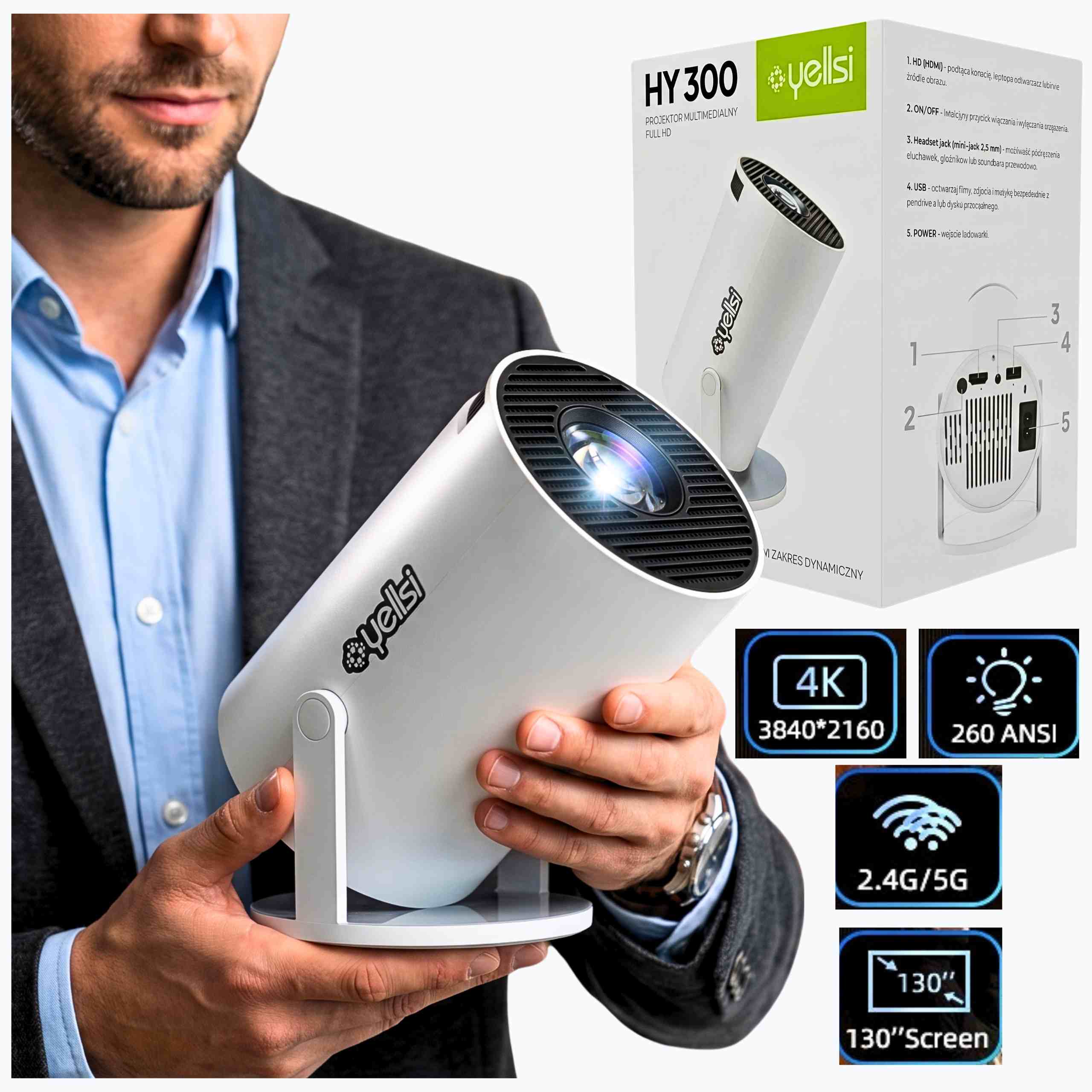 Projector multimedia projector 4k mini android for kids led laser HY