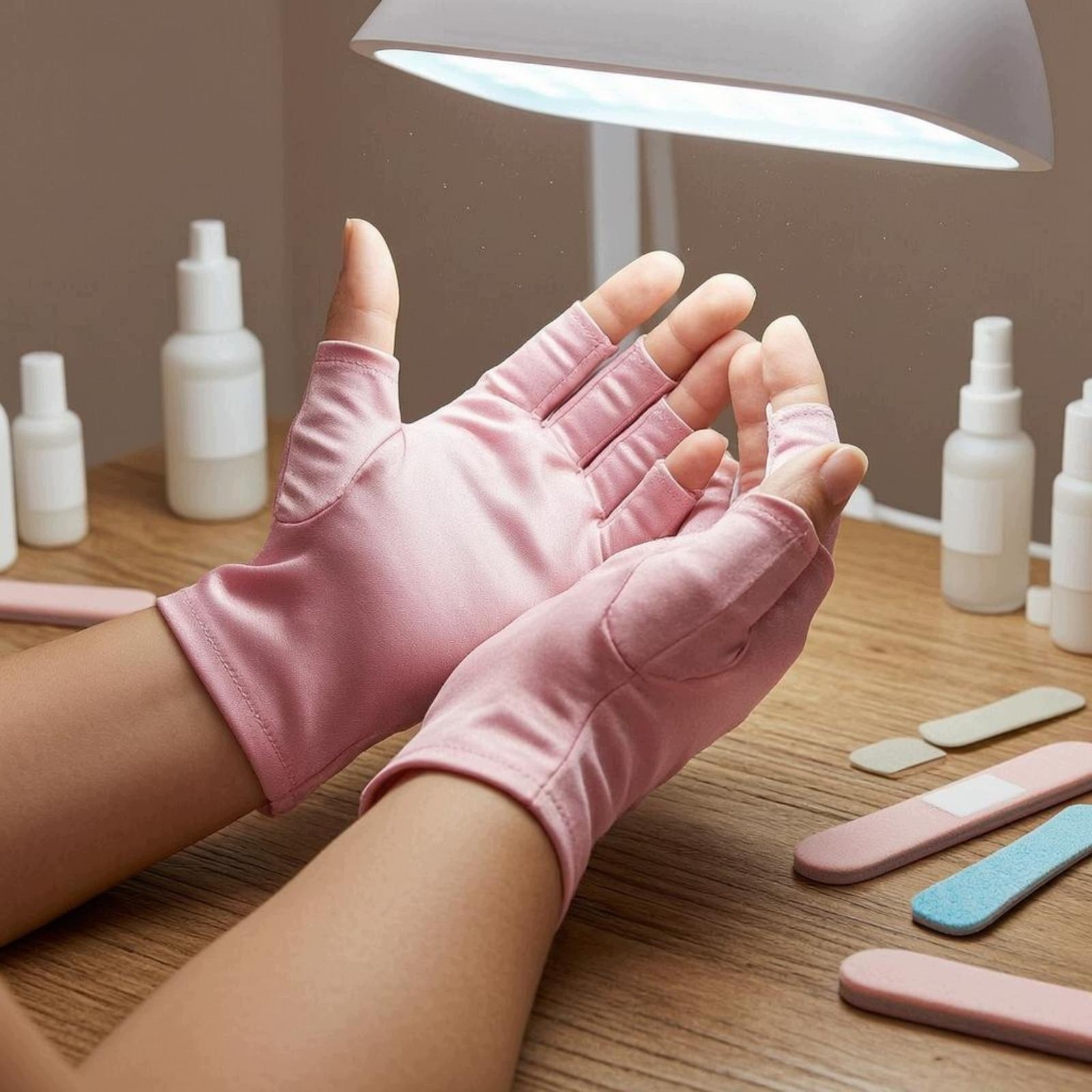 Protection Gloves Lightweight Nail Art Accessory Fingerless Glove Long Pink Medical device no