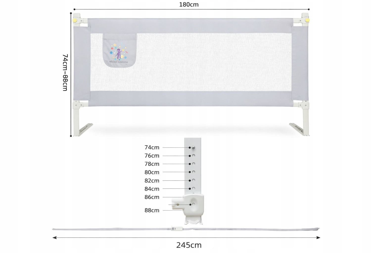 Protective Barrier For Baby Bed 180 cm Protection For Cot Manufacturer code 5902186986251
