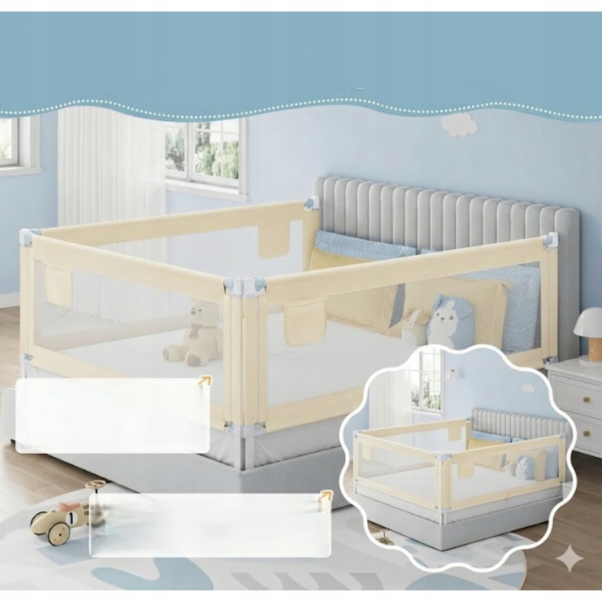 Protective Barrier For Safety Bed With Mesh Folding For Children Manufacturer code Barierka Ochronna Do Łóżka Składana Dla Dziec