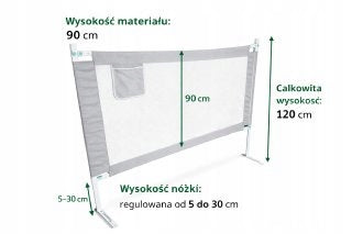 Protective barrier for bed EXTRA HIGH – 3 sides 200x180 cm Lapchu Manufacturer code B3120180200