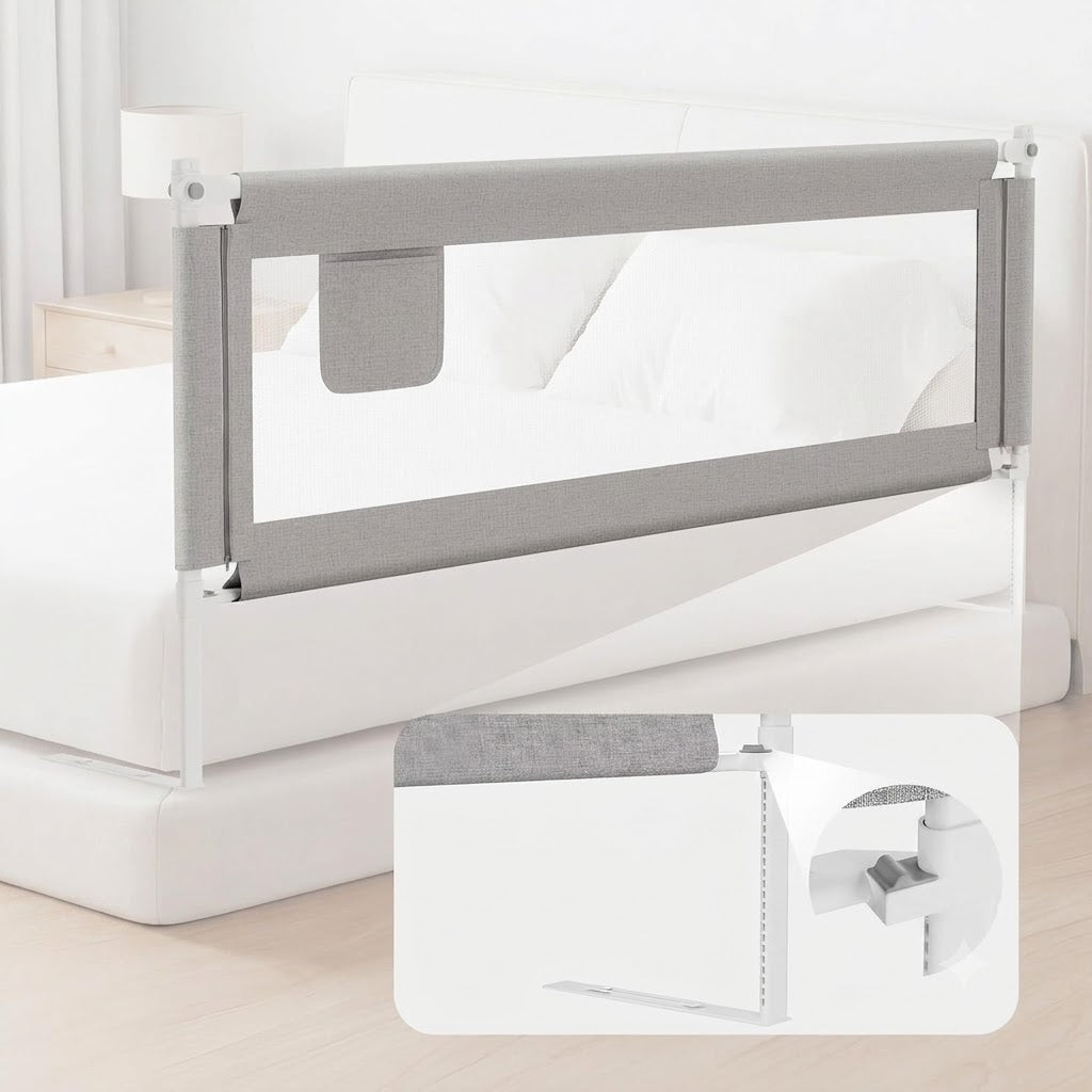 Protective barrier for bed ZEHNHASE 200 cm Grey Adjustable