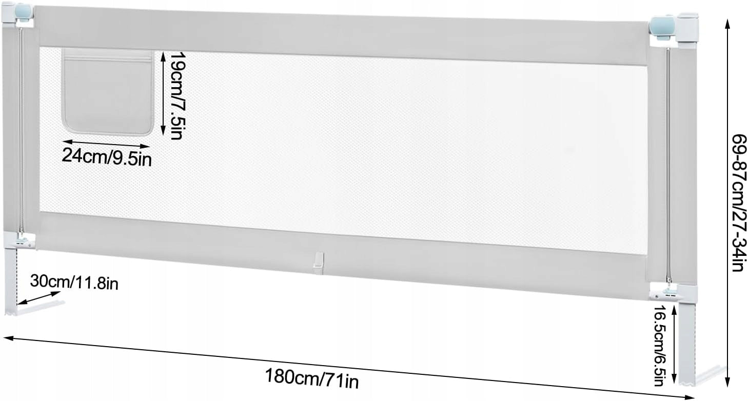 Protective barrier for children's bed against falling light grey 180 cm Manufacturer code KG003hgr02