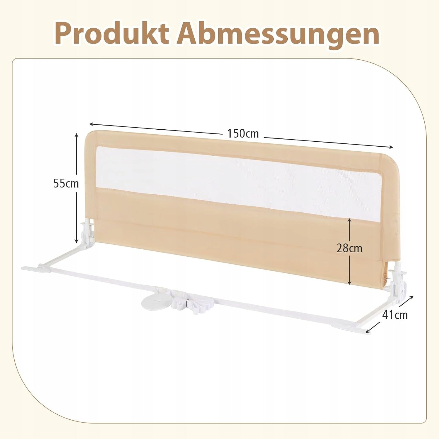 Protective barrier for cot folding 150 x 55 cm with belt Brand Costway