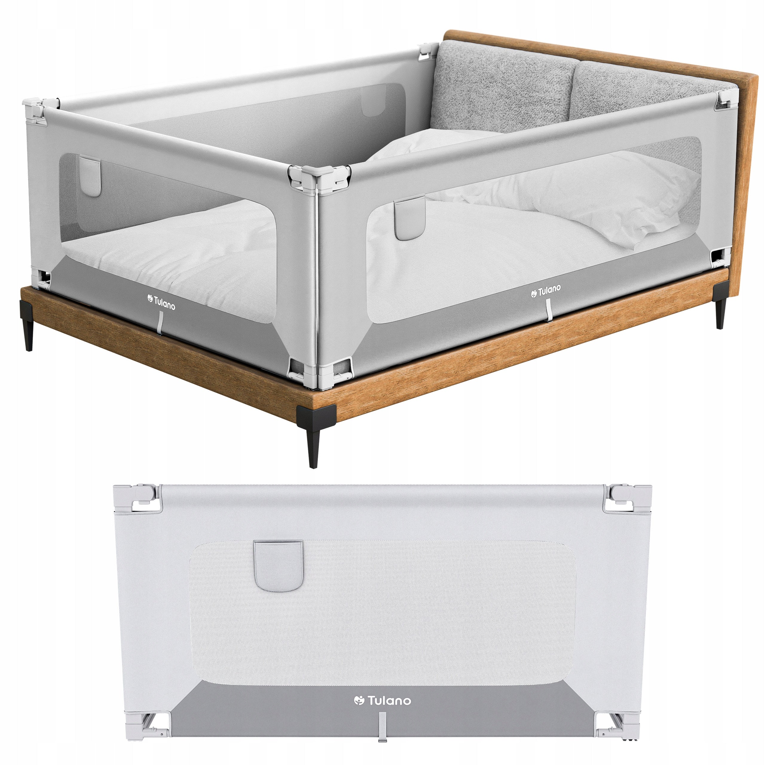 Protective bed barrier TULANO white safety folding 140x70cm