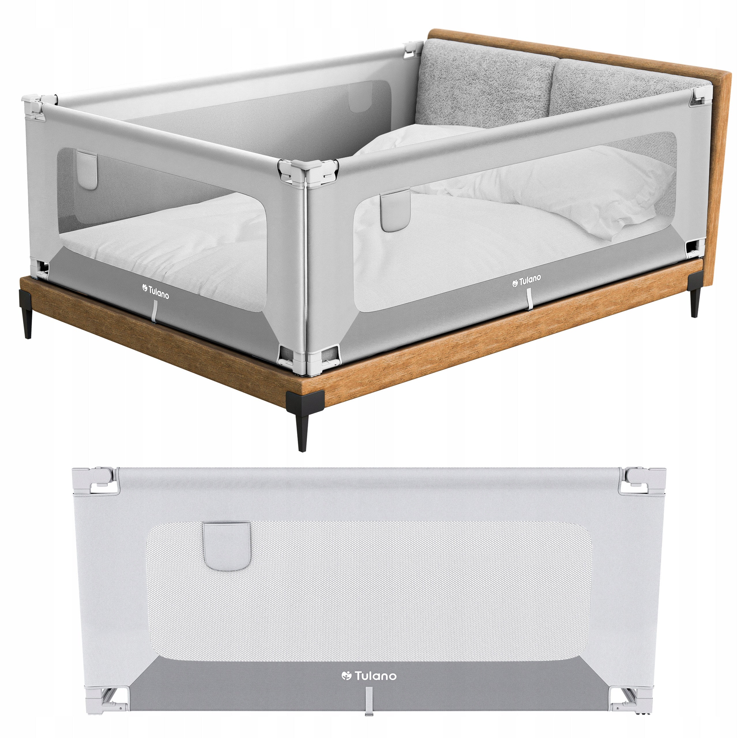 Protective bed barrier TULANO white safety folding 160x70cm