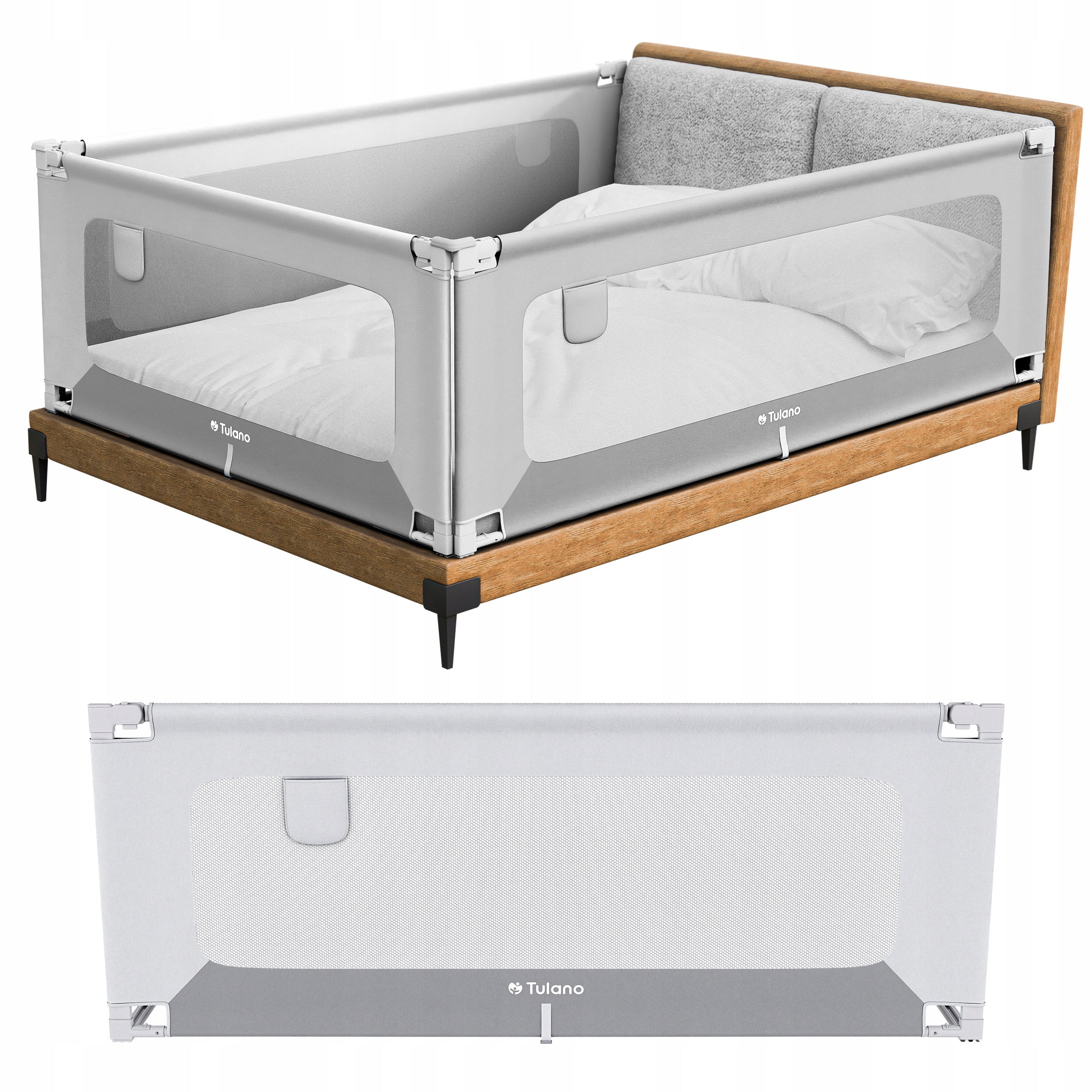 Protective bed barrier TULANO white safety folding 180x70cm