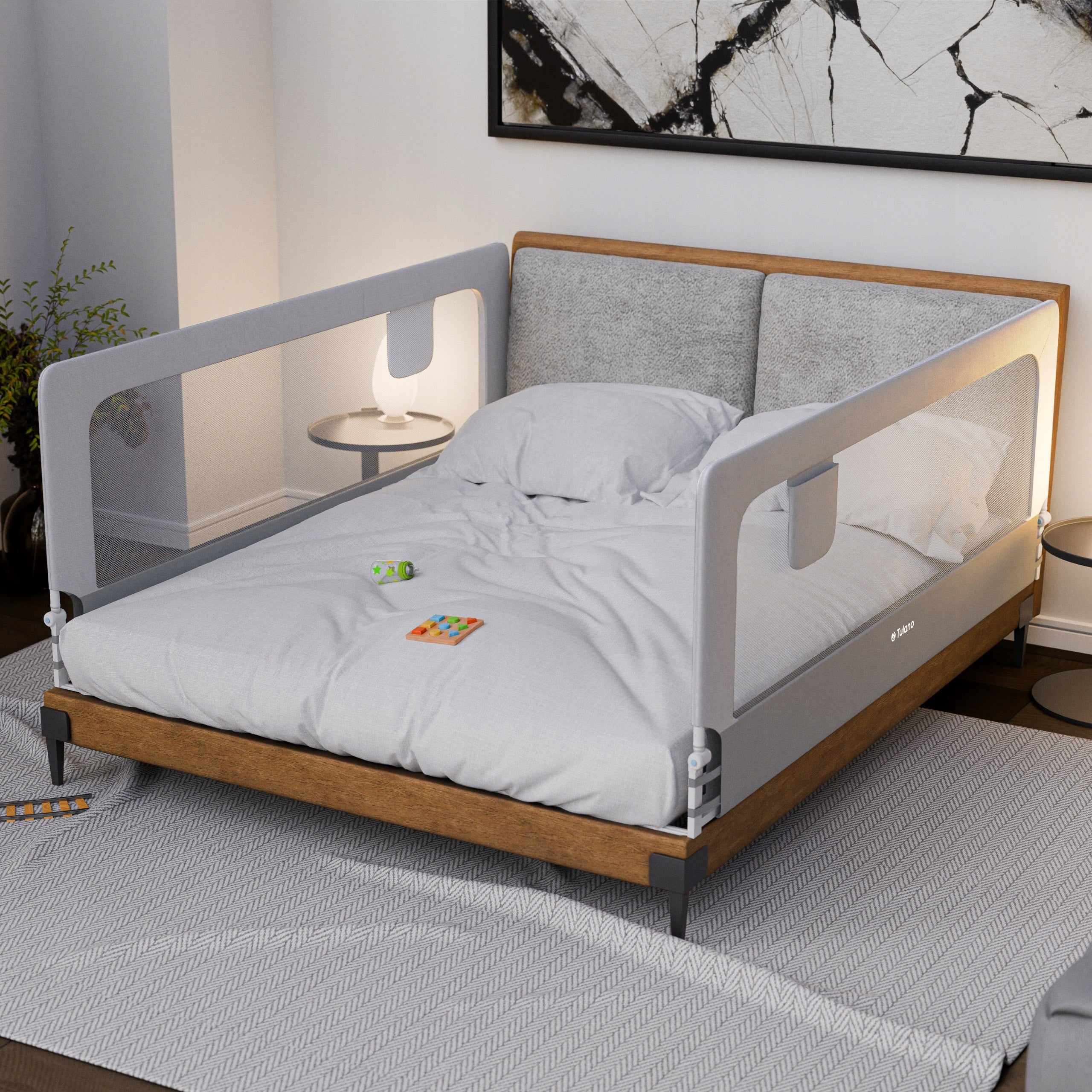 Protective bed barrier TULANO white safety gate 200x83 cm Manufacturer code TN-COVER 30 WHITE-GREY