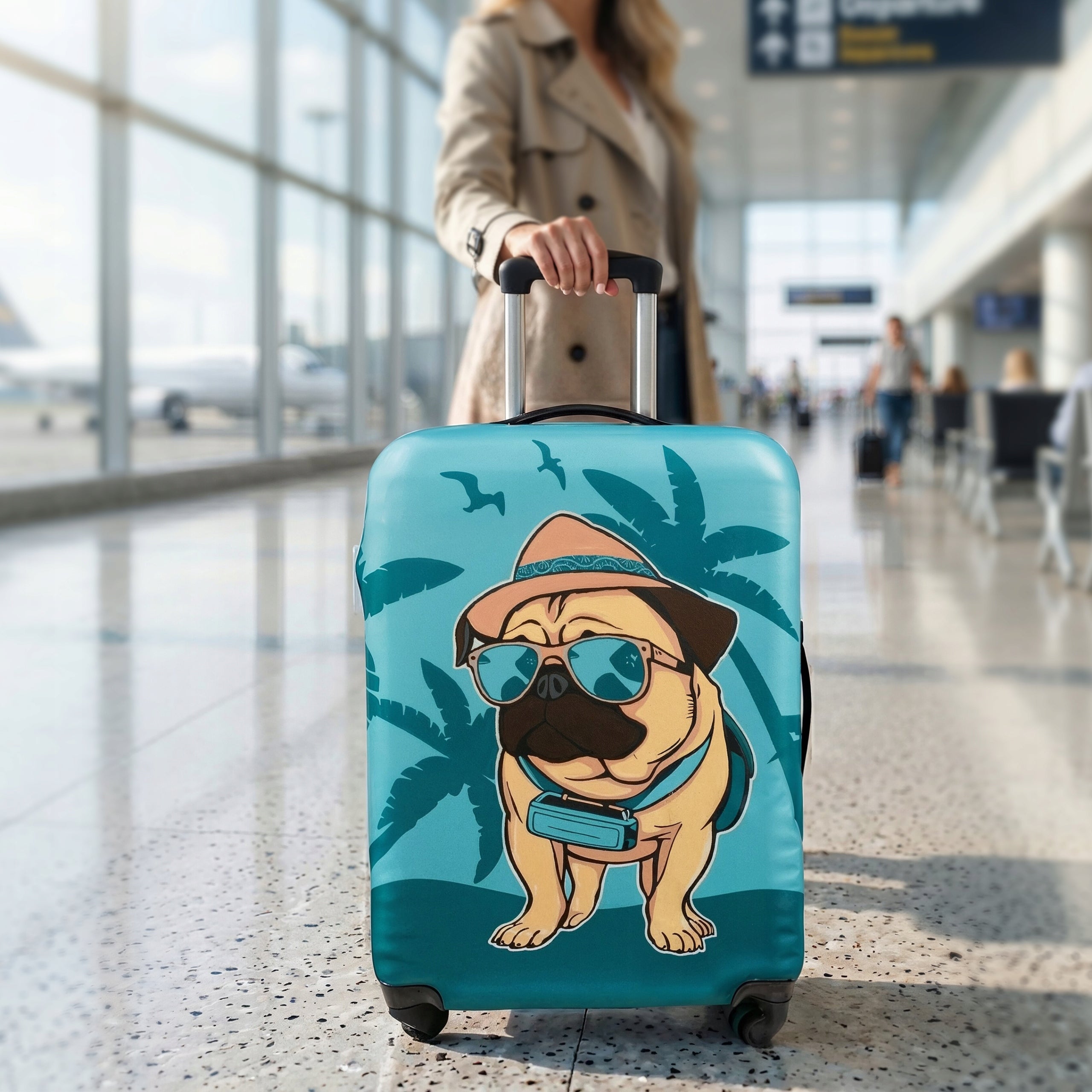 Protective cover for luggage with pug dog motif M 62 x 43 x 27 cm Sillar Manufacturer code SIL283-M