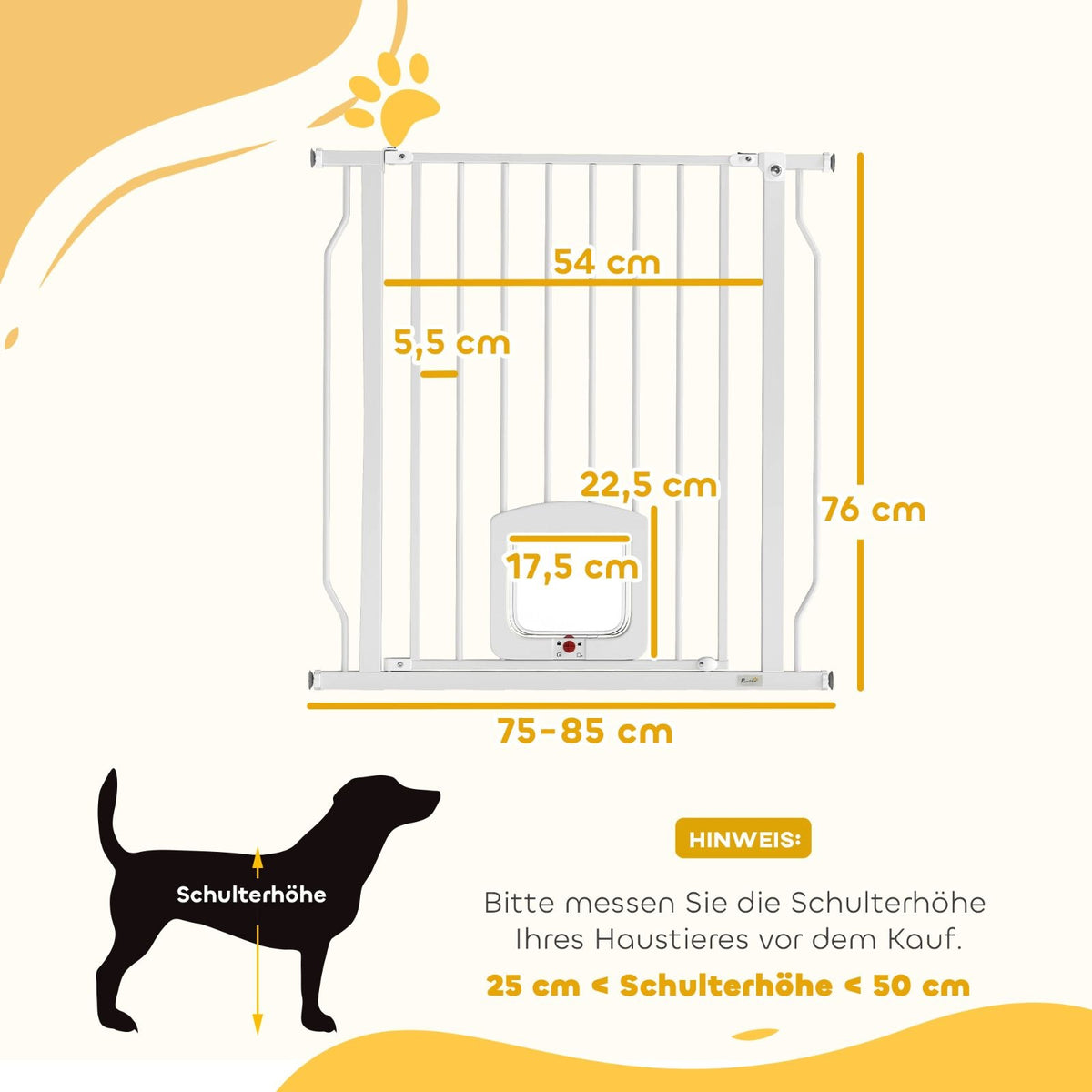 Protective gate for animals with cat door 75-85 cm Packaging status original