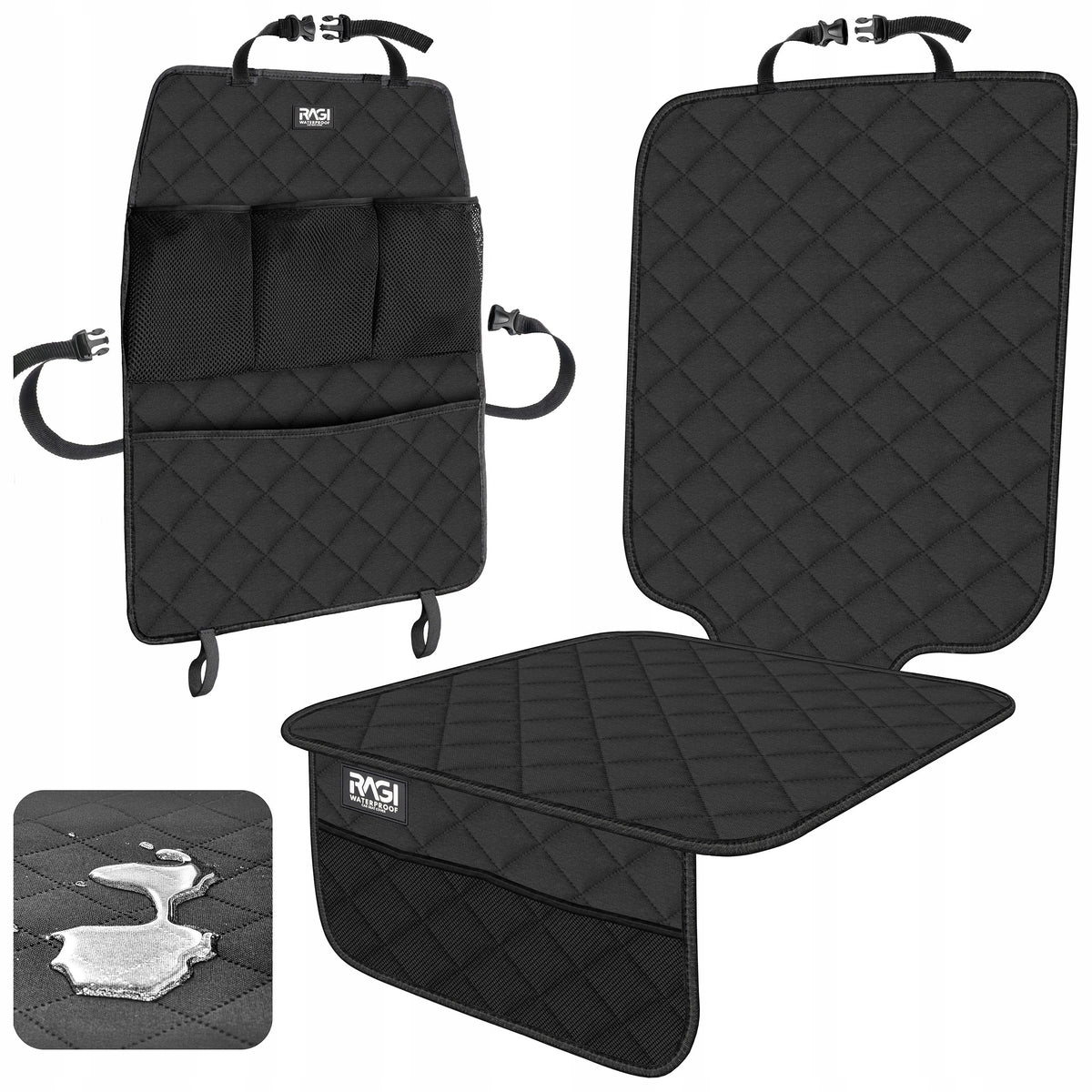 Protective mat for car seat cover pockets 2in1