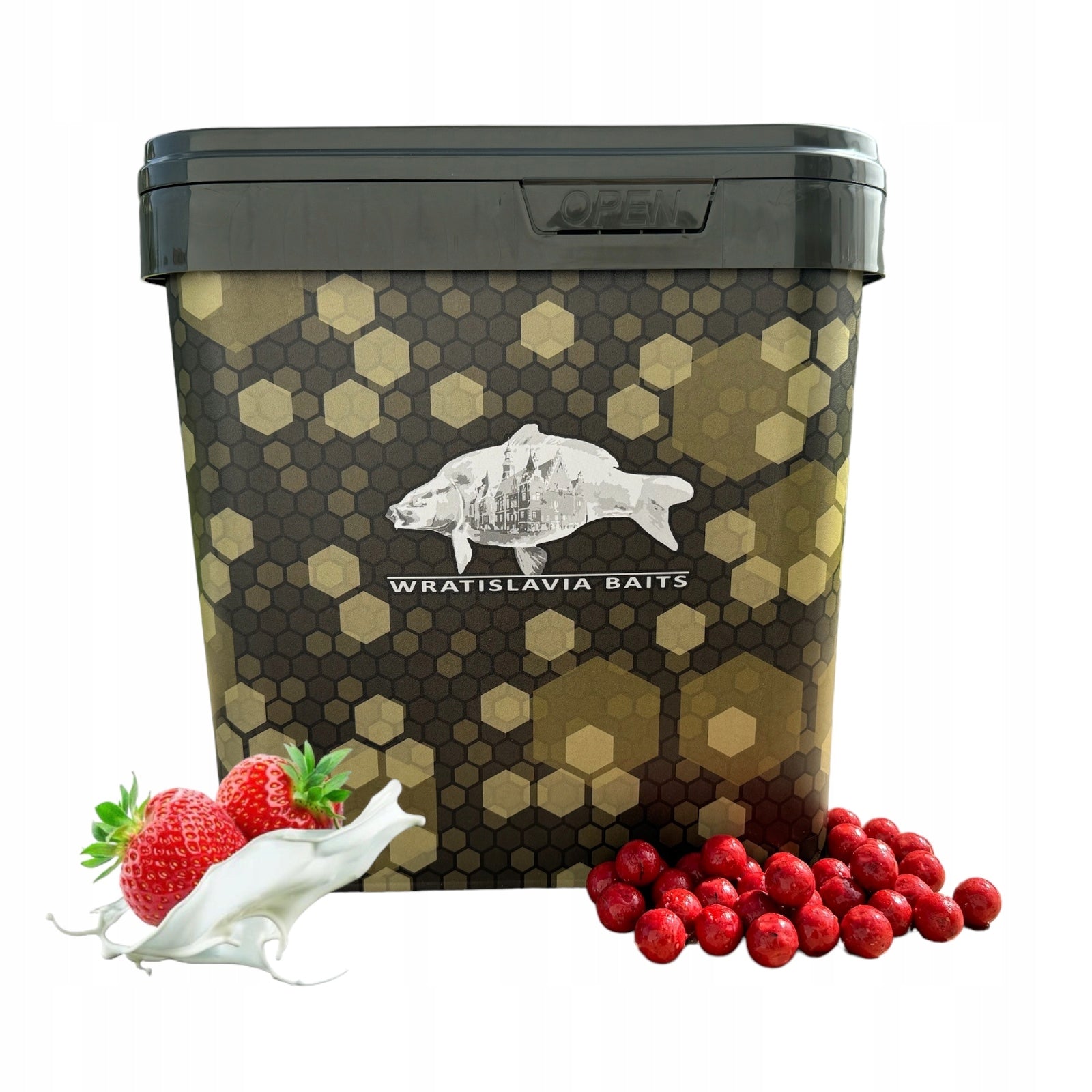 Protein balls STRAWBERRY/CREAM 18mm 10KG BUCKET 17L WRATISLAVIA BAITS
