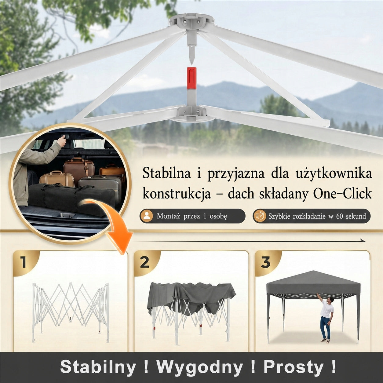 Przenośny namiot ogrodowy Wszystkie akcesoria w zestawie szybki montaż 3*6m Manufacturer code G-CNP25-1093-36DGY