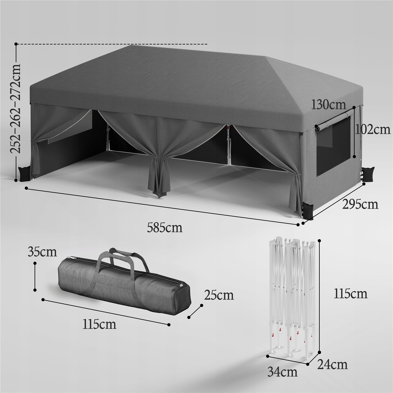 Przenośny namiot ogrodowy Wszystkie akcesoria w zestawie szybki montaż 3*6m Packaging status original