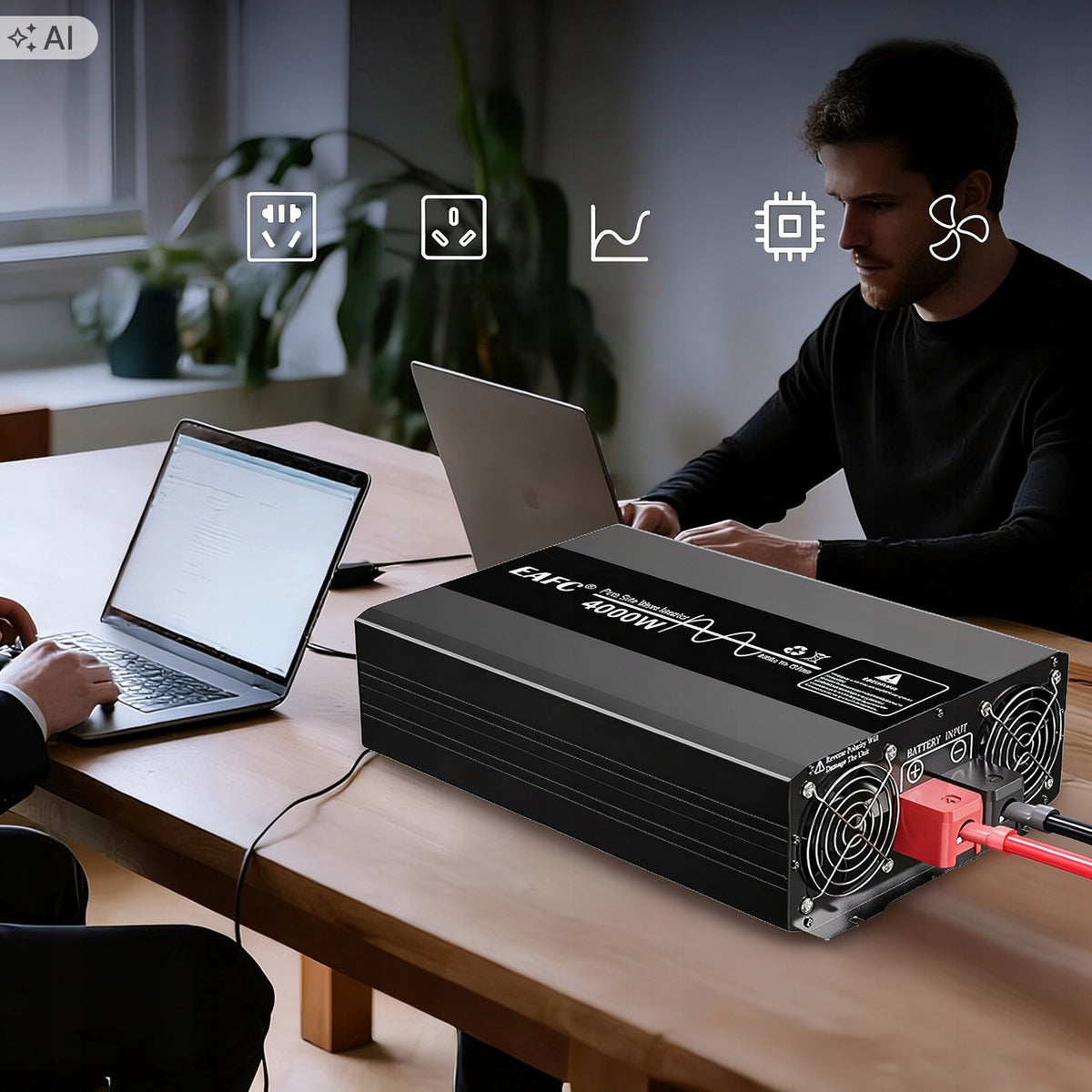 Przetwornica napięcia 12V na 230V 4000W szczytowa z wyświetlaczem LCD Packaging status original