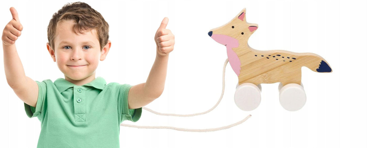 Pulling Toy Wooden Bamboo Pulling Fox 12m+ Fox Color multicolor