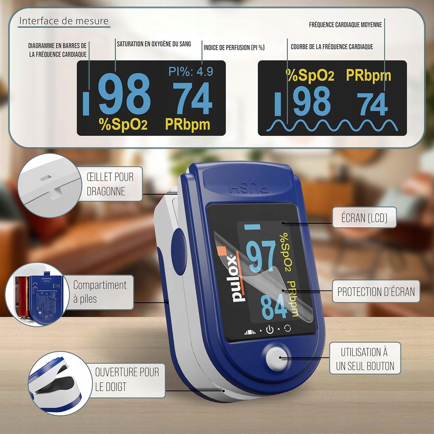 Pulox PO-200 Finger Pulse Oximeter SpO2 LCD Pulse + Batteries | PO-200 Solo Medical device yes