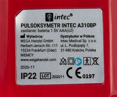 Pulse Oximeter A310BP Telemedicine Brand Intec
