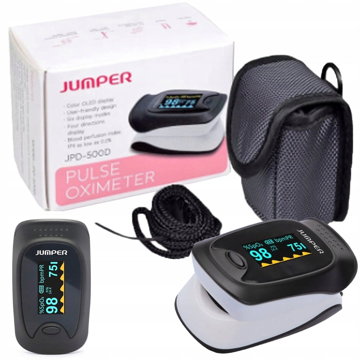 Pulse Oximeter JUMPER Medical Certificate OLED Color black