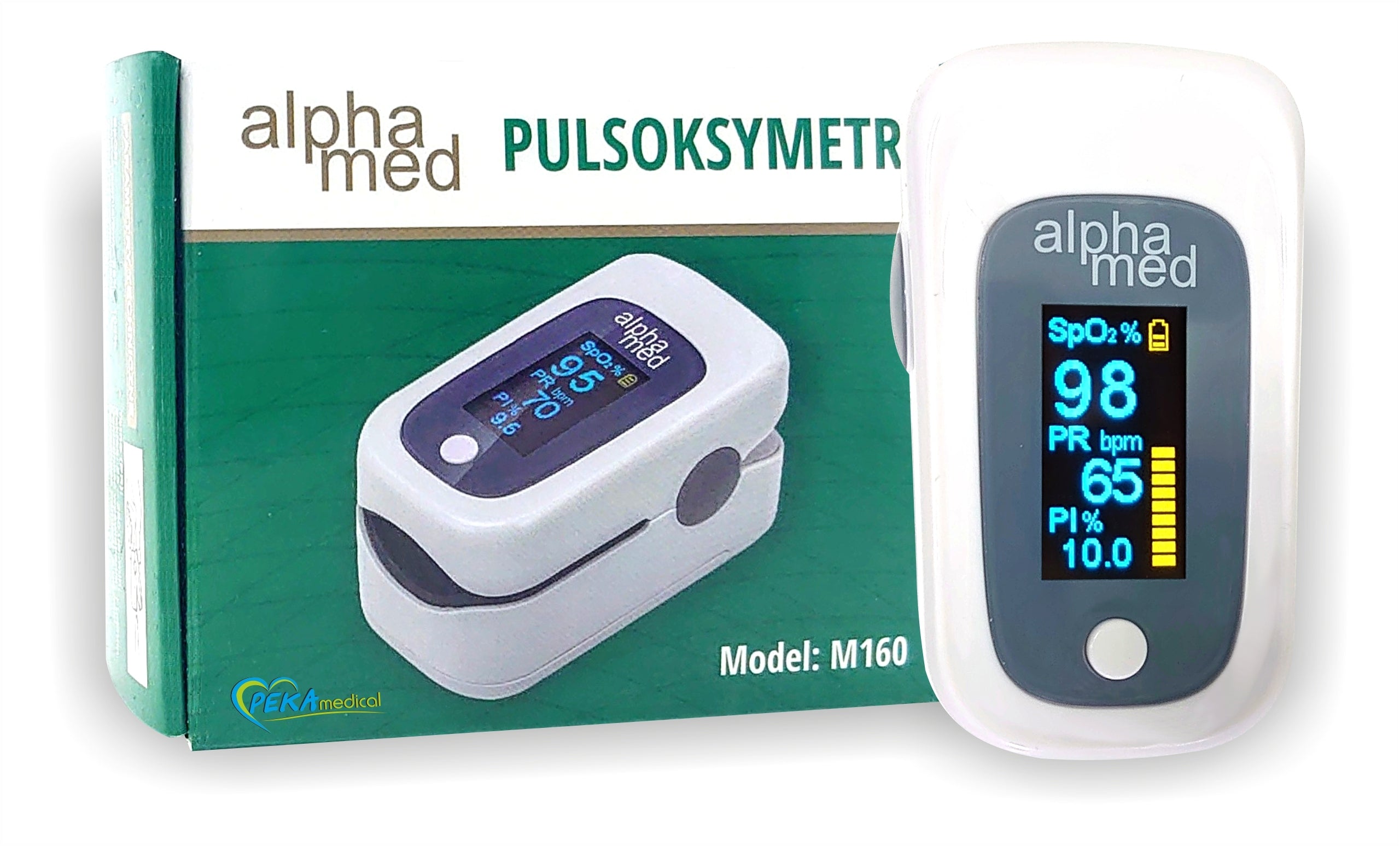Pulse oximeter AlphaMed M160 white Manufacturer code 5906714484097