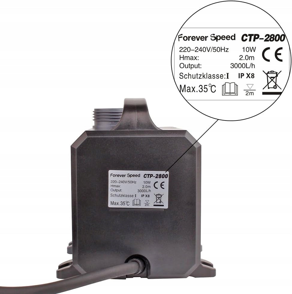 Pump For Pond Water Multifunctional Eco Pump 3000l/h 10W 2,0m Manufacturer code Forever Speed Eco Pompa 3000l/h