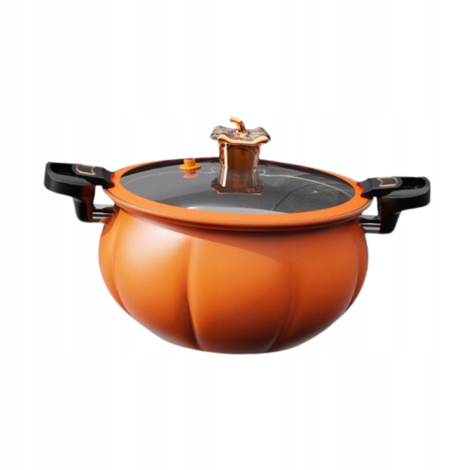 Pumpkin Shaped Soup Pot 5L Non Stick with Cover Cookware Micro Pressure Pot