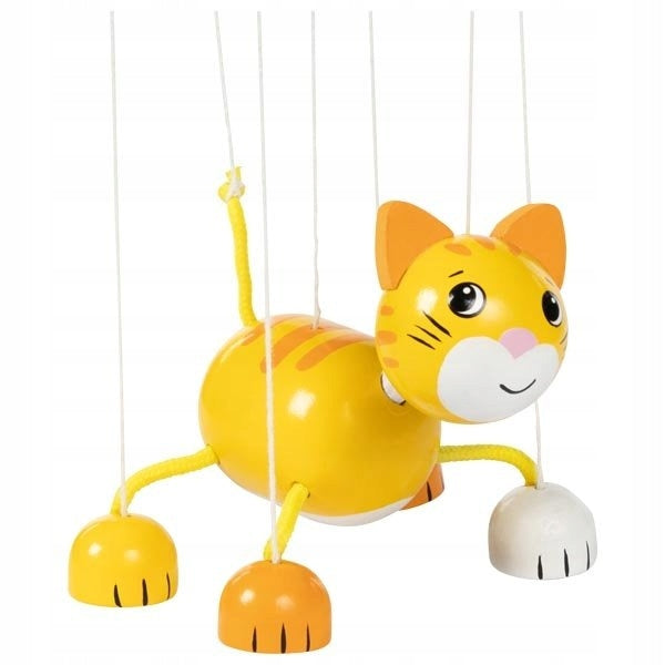 Puppet on a string wooden Kitten for children to play Goki