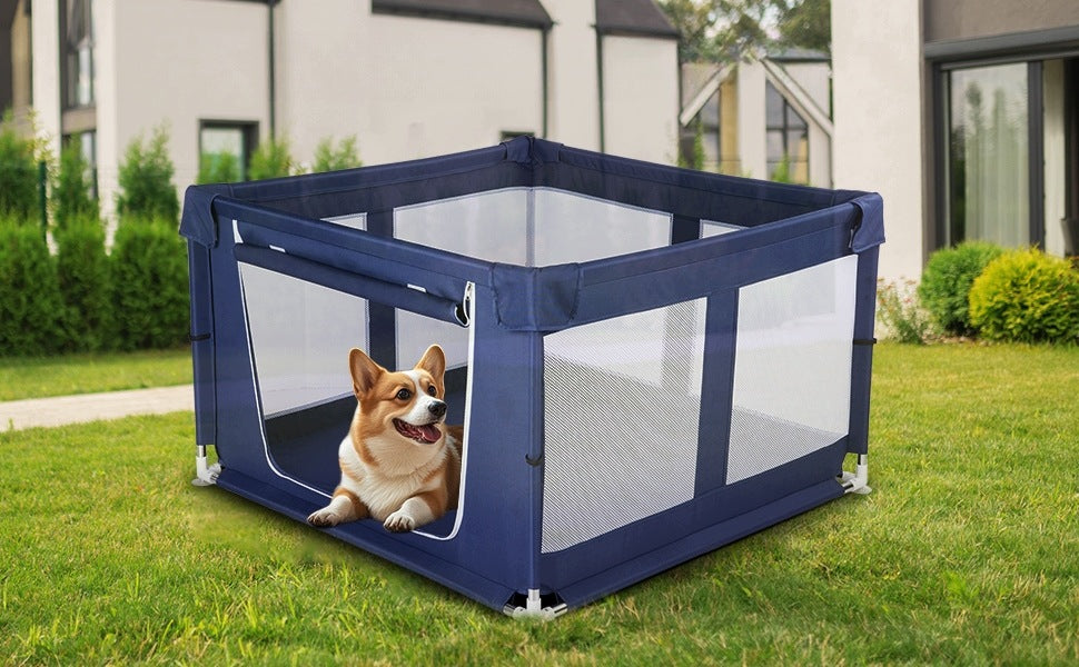 Puppy dog playpen 107x107x66 cm blue with door Brand no brand