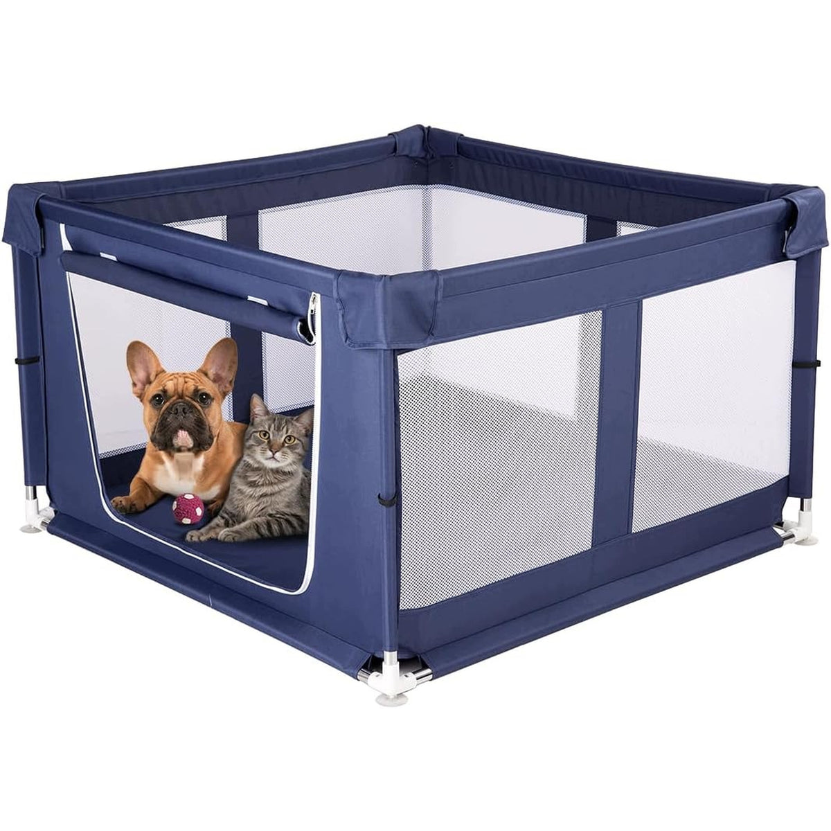 Puppy dog playpen 107x107x66 cm blue with door