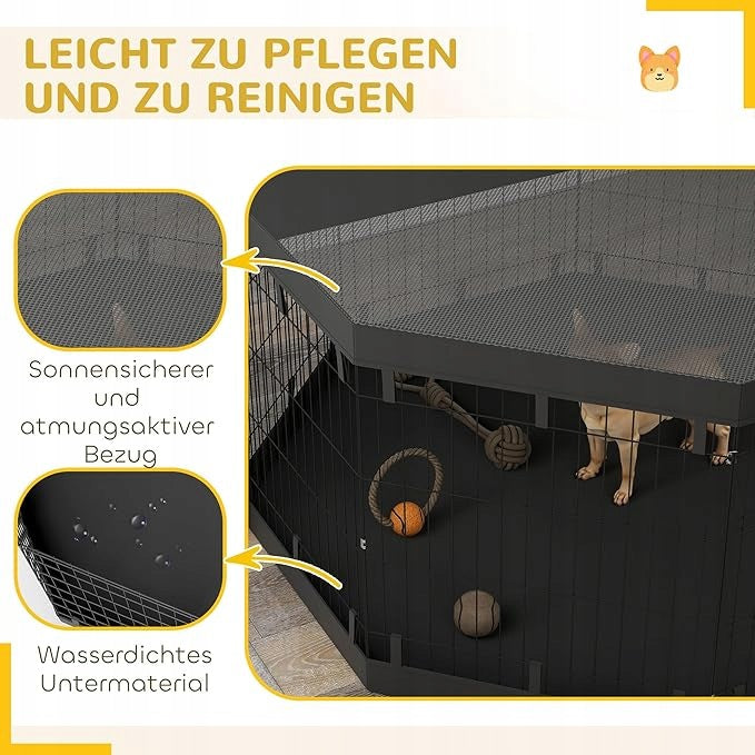 Puppy dog playpen catwalk 159x159x76 cm roof door mat Brand PawHut