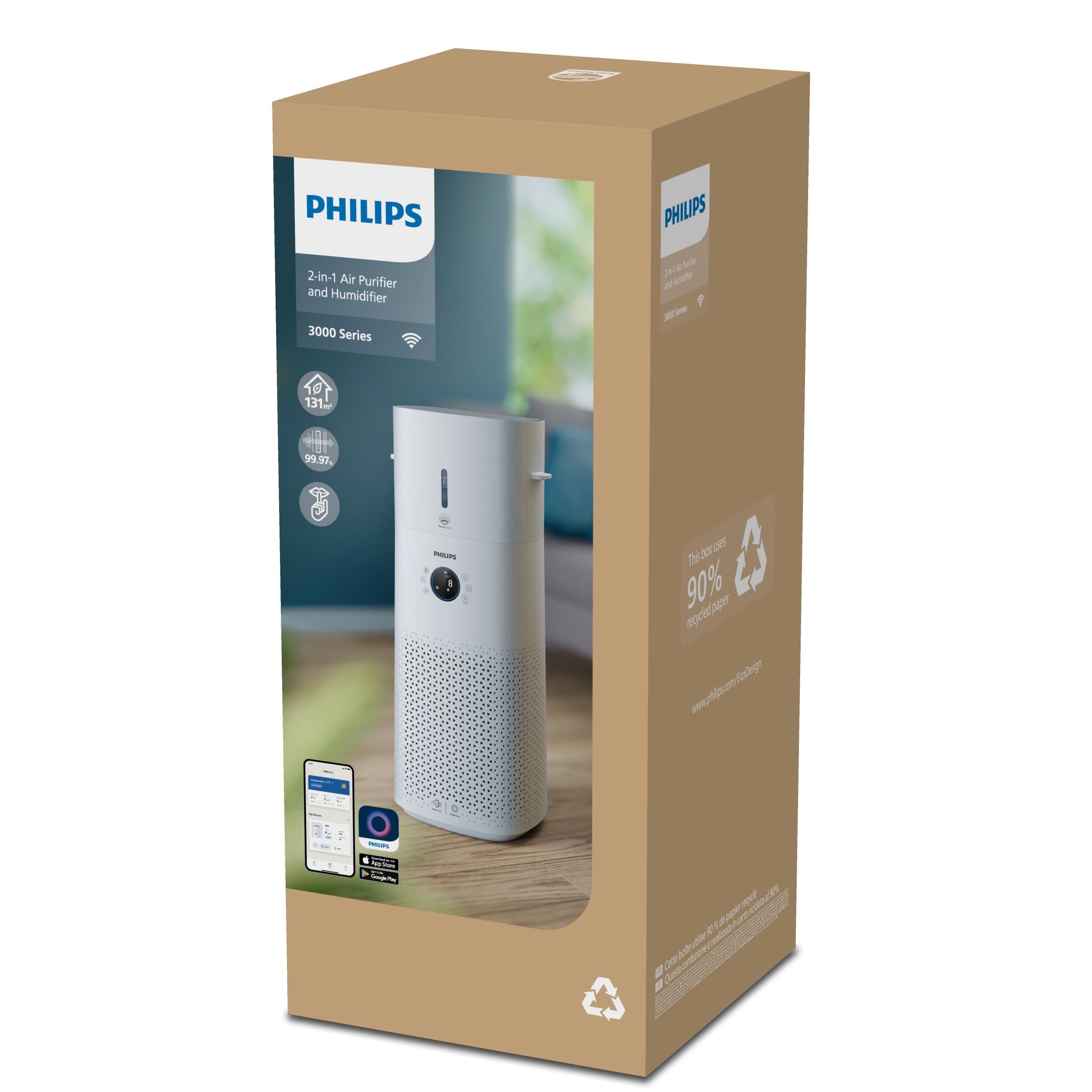 Purifier humidifier 2in1 Wi-Fi Philips Series 3000 AC3737/10 Noise level 15 dB