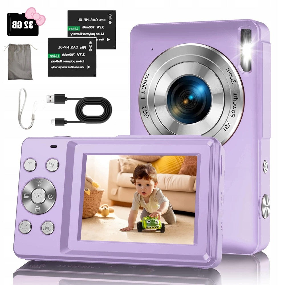 Purple 1080P 44MP Kids Digital Camera With 16X Zoom And Accessories Brand no brand