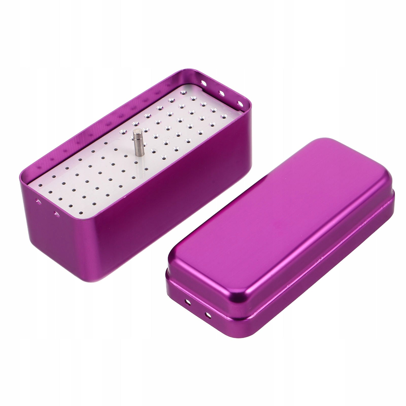 Purple Metal Nail Tool Sterilizer and Bur Container with 72 Holes for Home Brand no brand