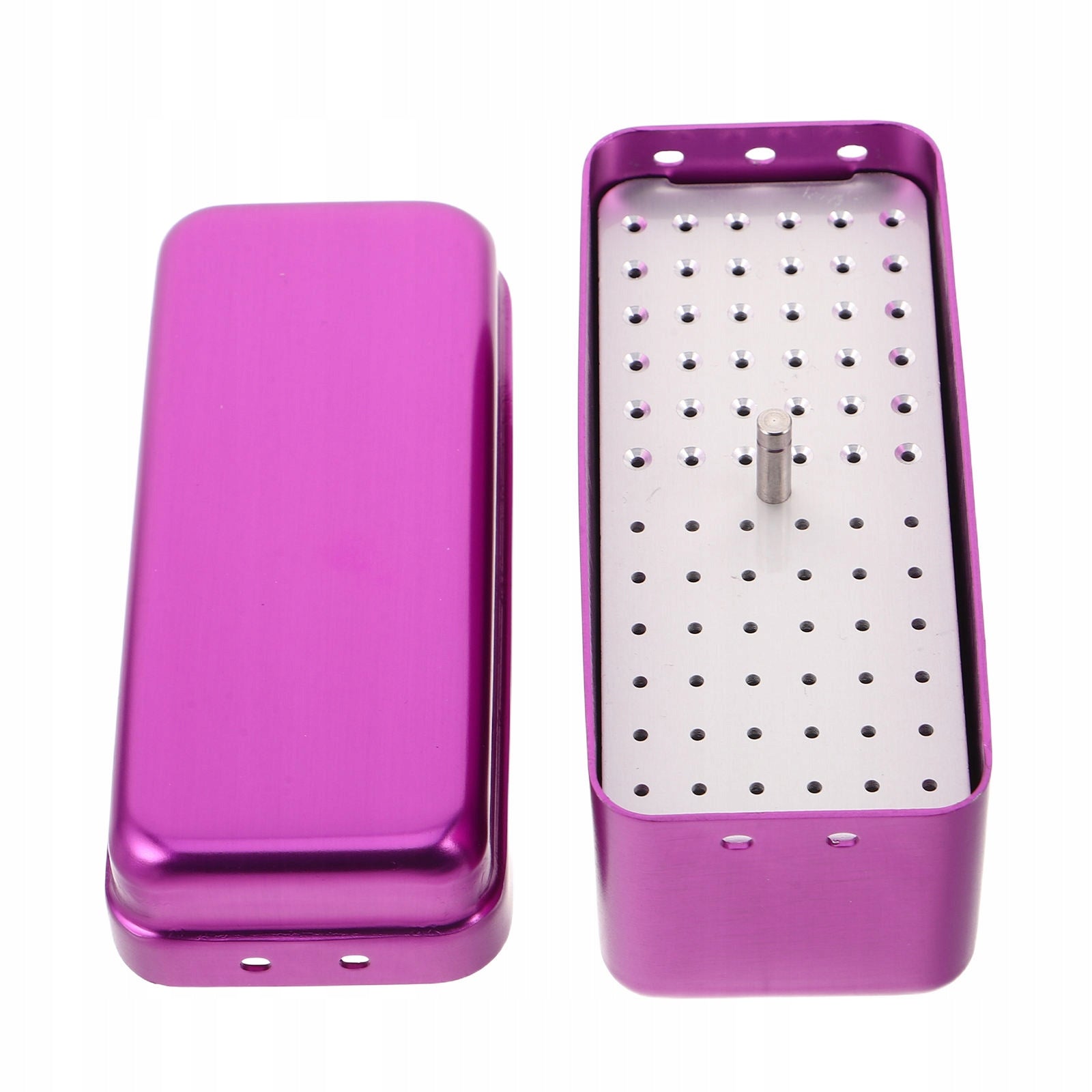 Purple Metal Nail Tool Sterilizer and Bur Container with 72 Holes for Home Kind ultrasonic