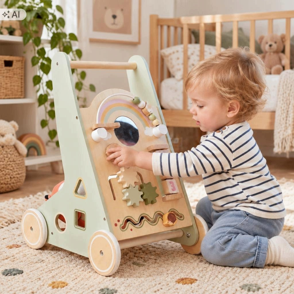 Pusher Walker Educational Sorter 18m Wooden Kids Blocks Shapes Manufacturer code Sorter 18m Drewniany Dla Dzieci Zielony