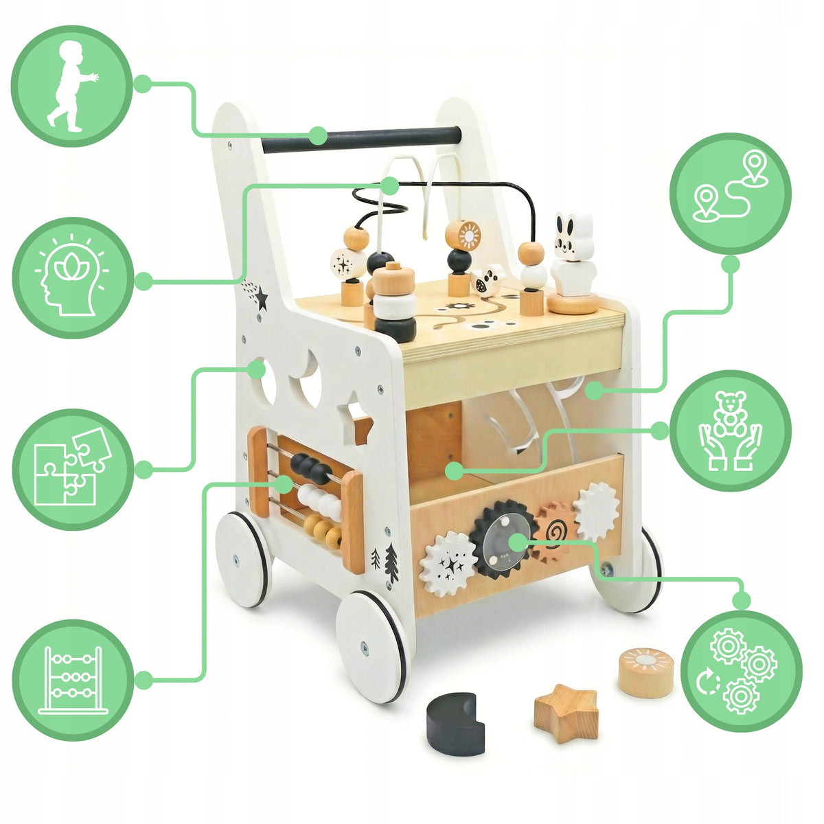 Pusher Walker Ride-On Wooden 6in1 For Child Educational Table Sensico Packaging status original