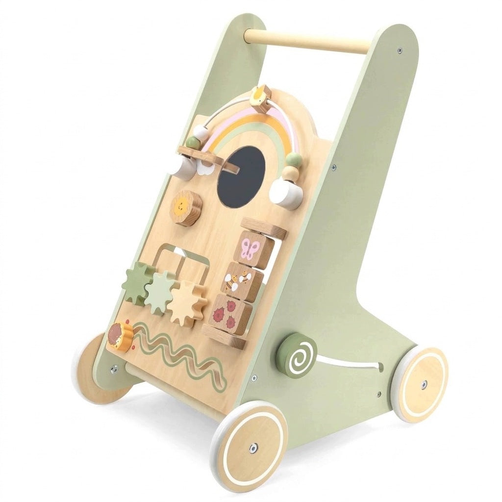 Pusher Walker Wooden For Children Montessori Sensory Educational Panel Manufacturer code Dla Dzieci Panel Edukacyjny zielony
