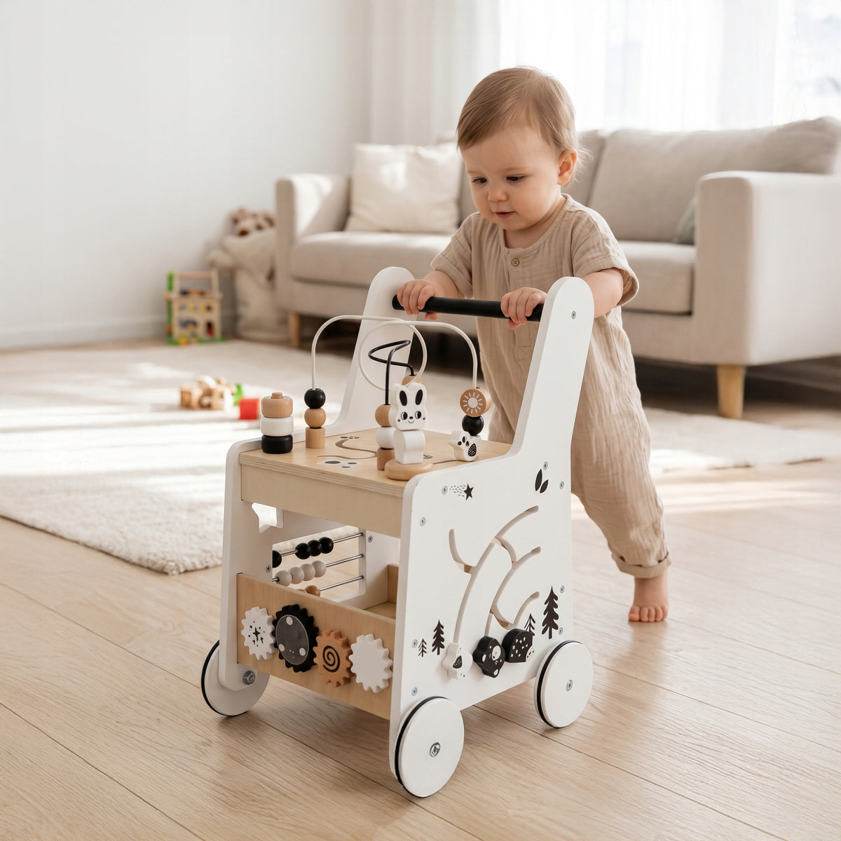Pusher Wooden Walker Ride-On Educational Children Sorter Abacus Cube Manufacturer code B70E drewniany pchacz chodzik
