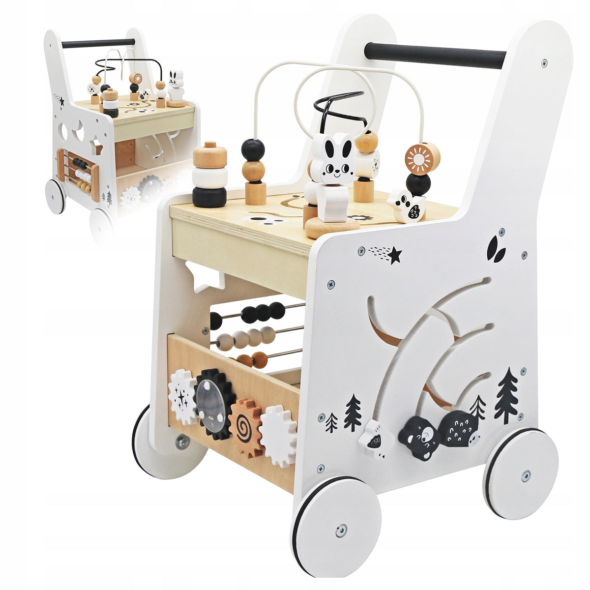 Pusher Wooden Walker Ride-On Educational Children Sorter Abacus Cube