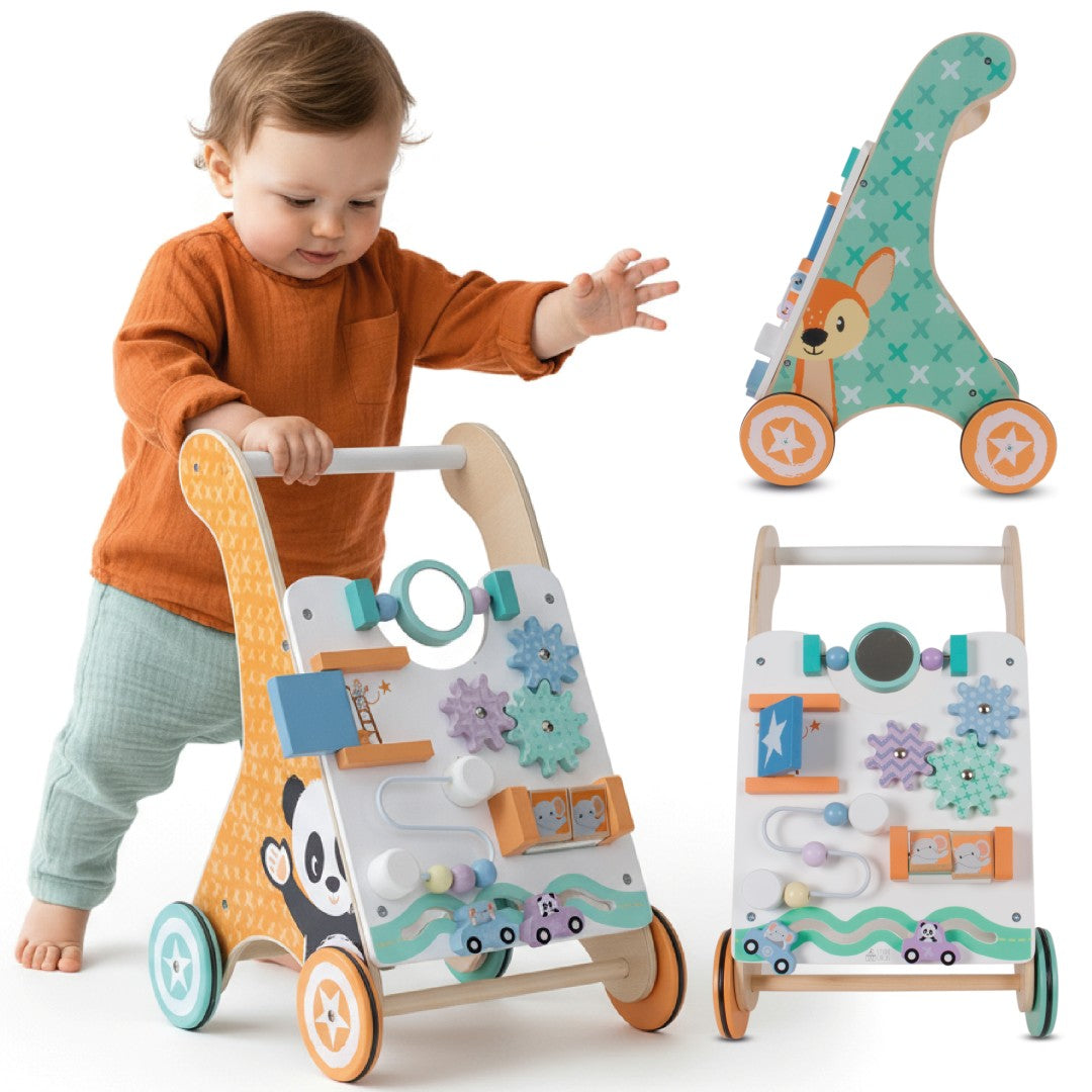 Pusher for baby 2in1 wooden walker interactive board labyrinth