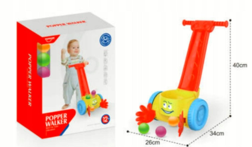Pusher for toddler with melody and balls